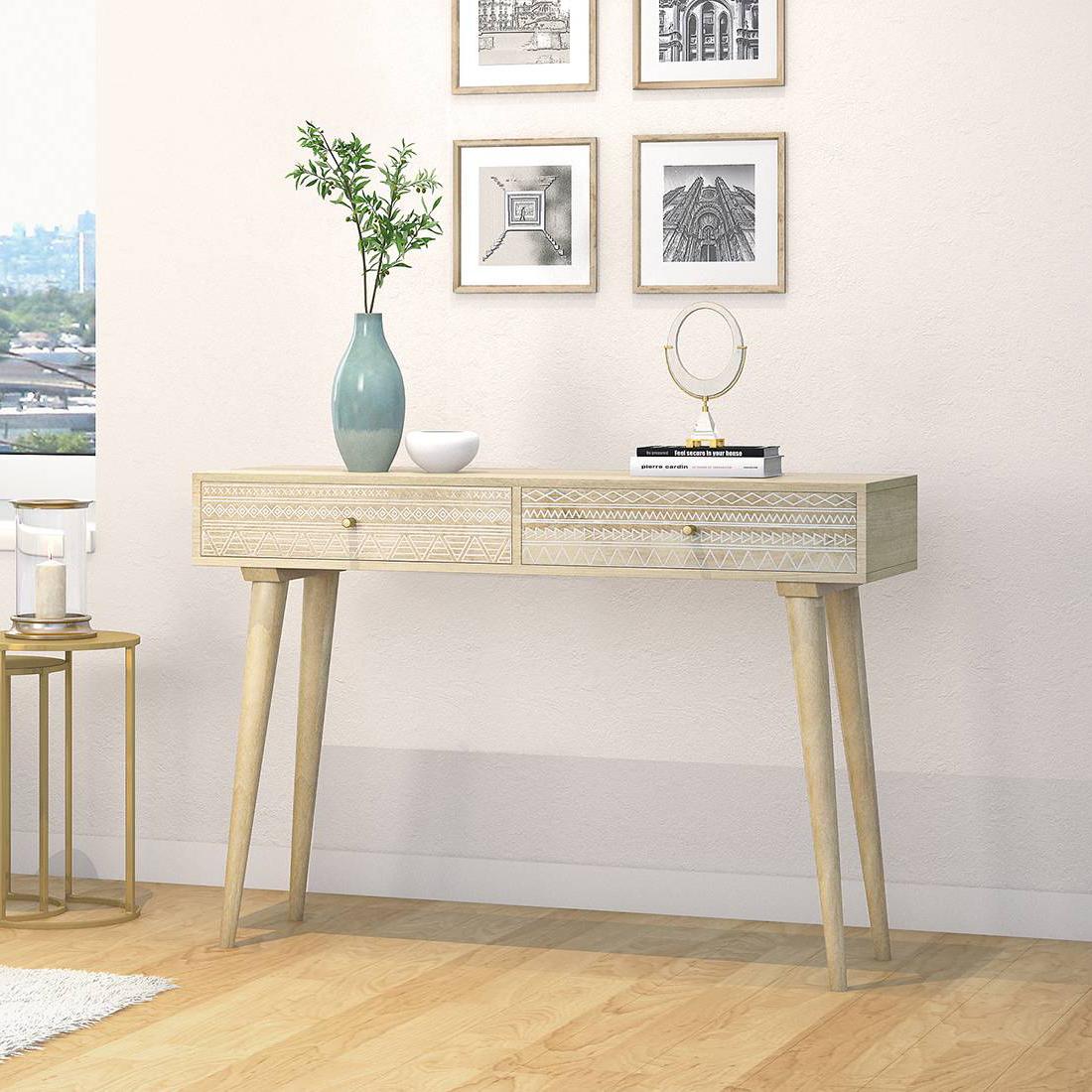 Ivara Solid Wood Console Table in Natural Finish