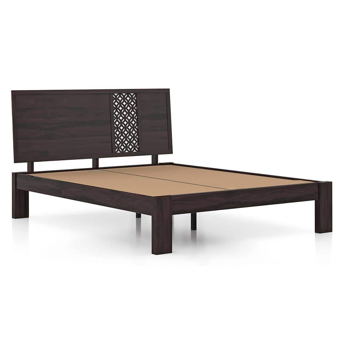 Alaca Solid Wood King Size Bed In Mahogany Finish