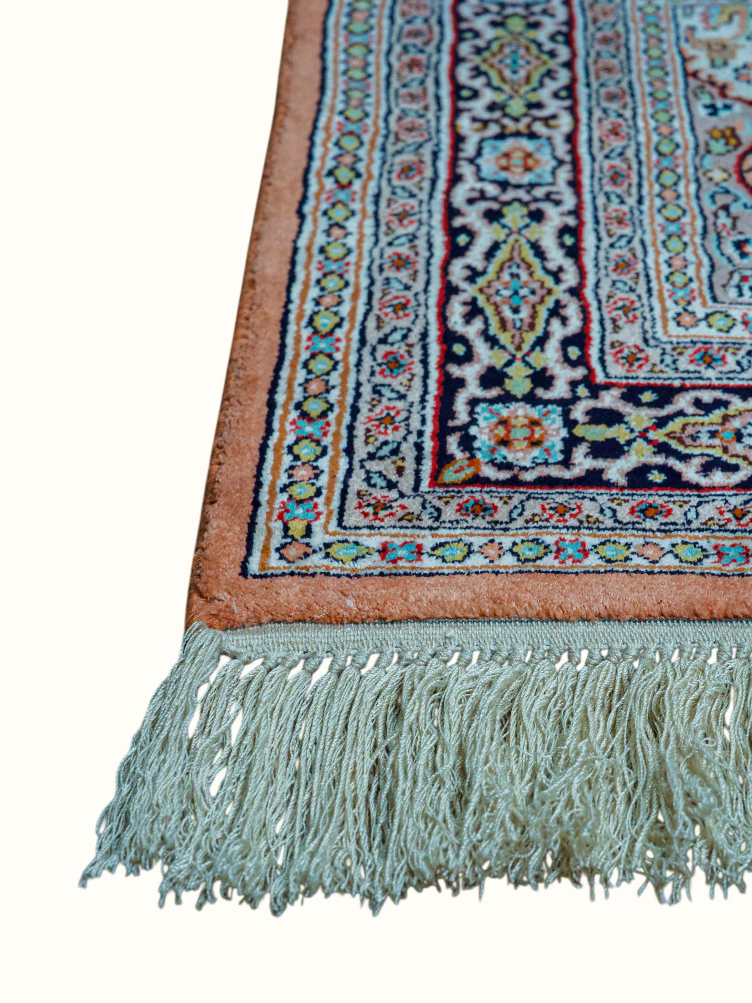 Traditional Persian Rust Hamadan Kashmir Silk Hand-Knotted Carpet
