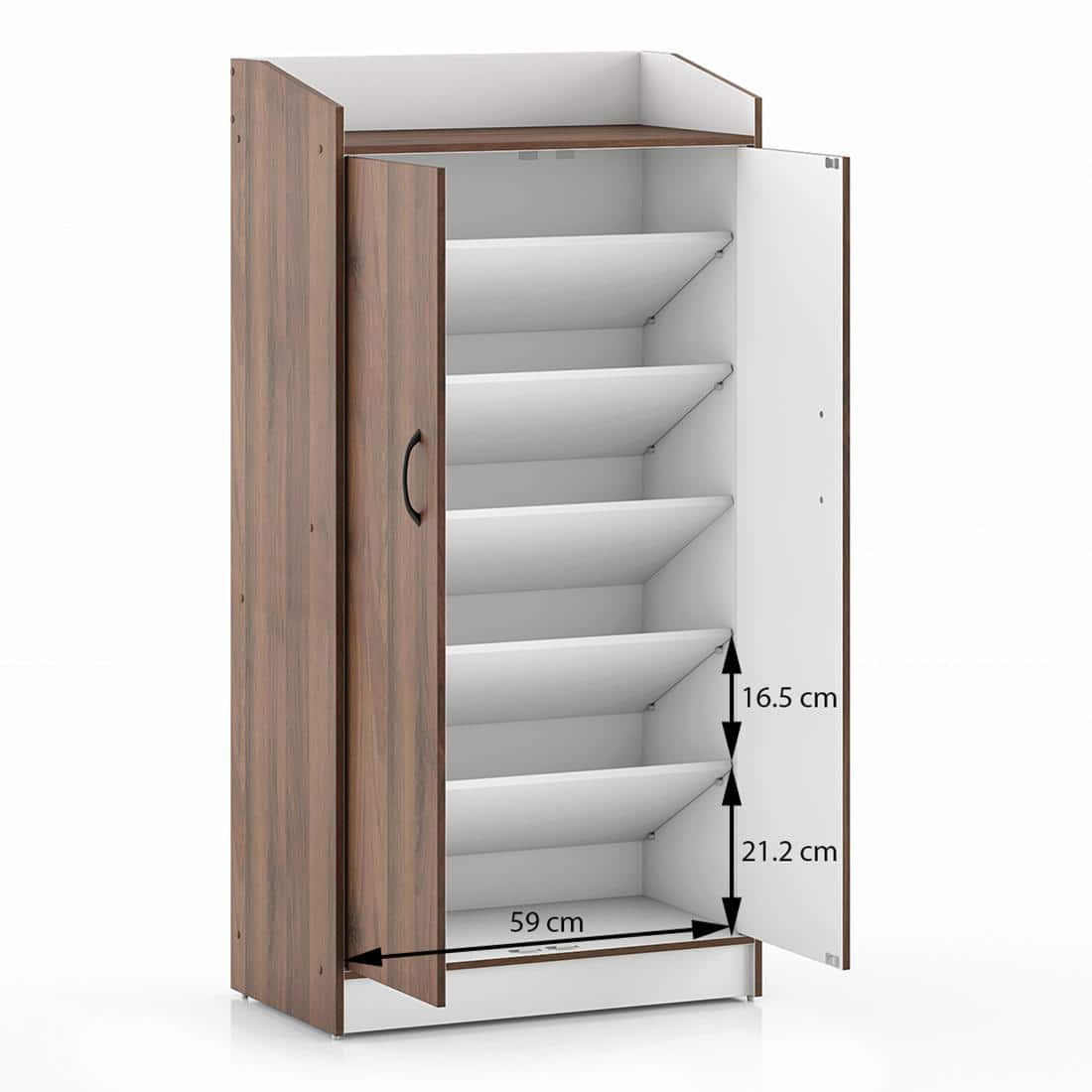 Hayes 18 Pair Shoe Rack In Classic Walnut Finish