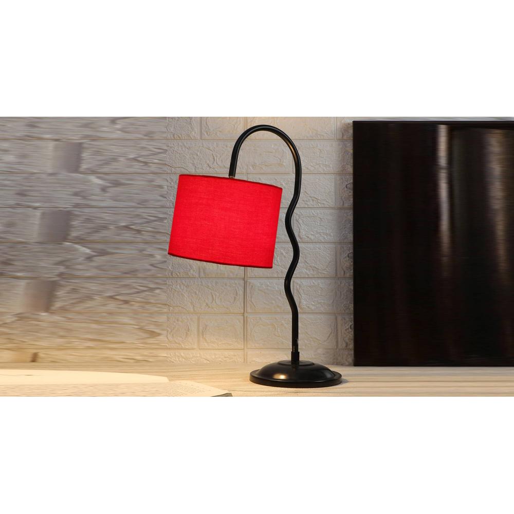 Red cotton Zig Zag Curvy table lamp with Iron Base (SP25)