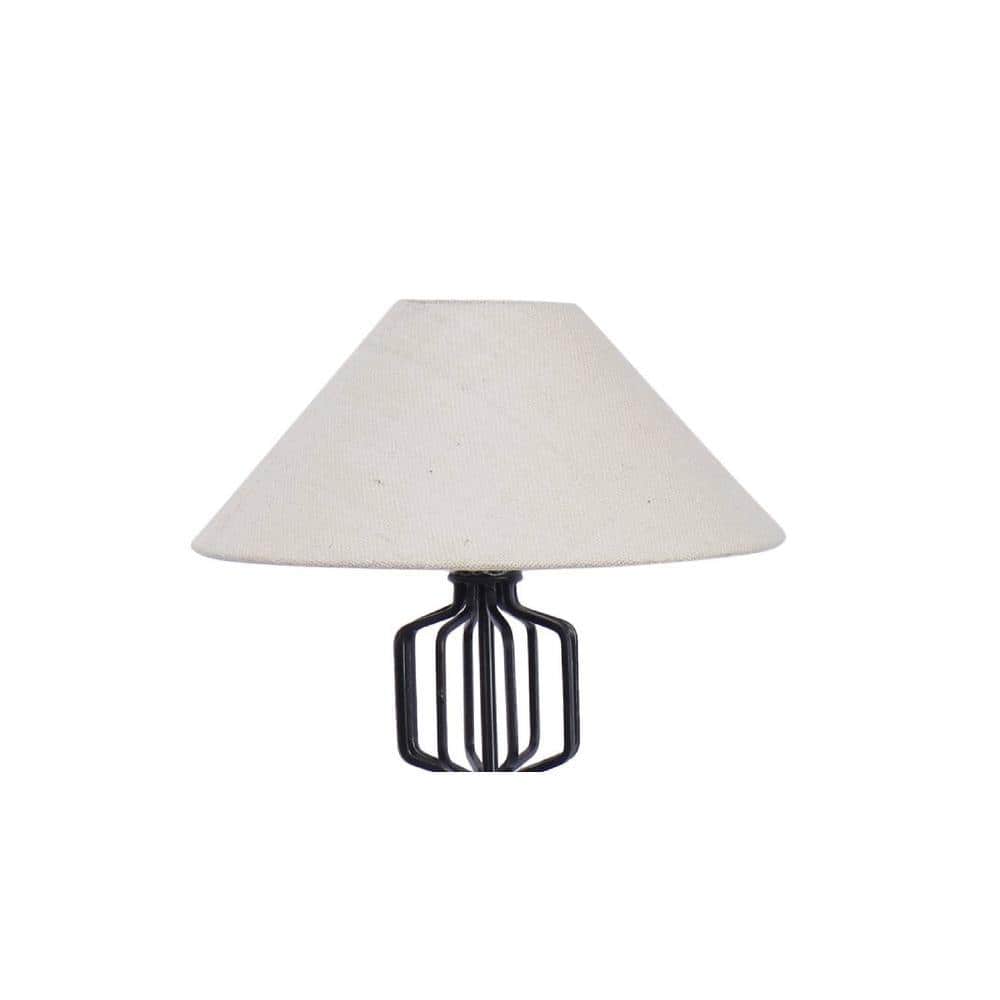Magnolia White Natural Fiber Floor Lamp with Black Iron Base