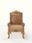 Yellow Boucle Fabric Upholstered Carved Walnut Wood Armchair