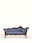 Blue Chevron Fabric Upholstered Carved Walnut Wood Daybed