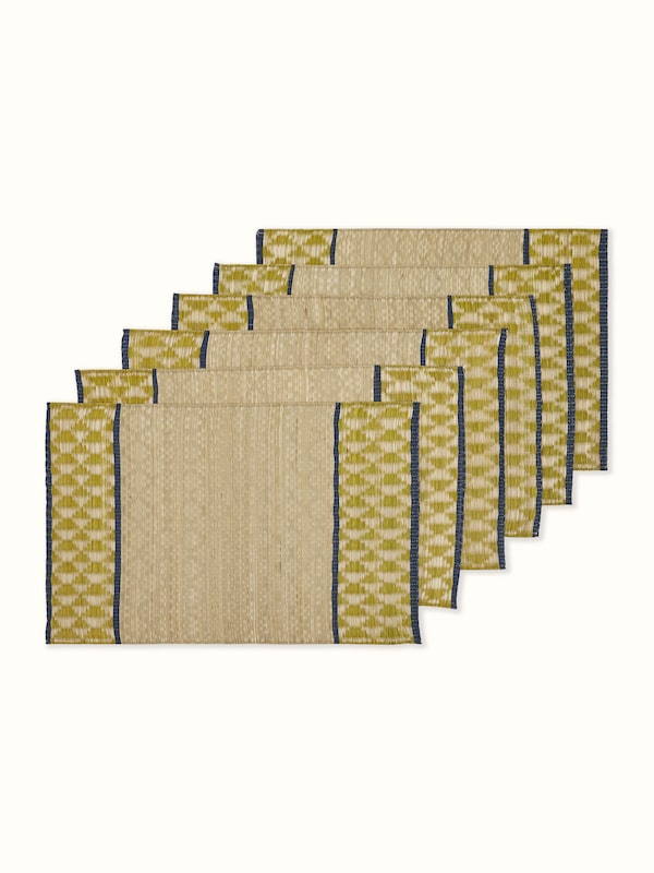 Madurkathi Green Geometric Table Mat (6 Pcs)