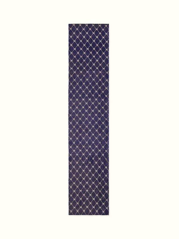 Awadh Navy Blue Banarasi Handloom Silk Bed Runner