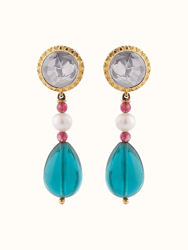 Dank Polki Gold Drop Earrings