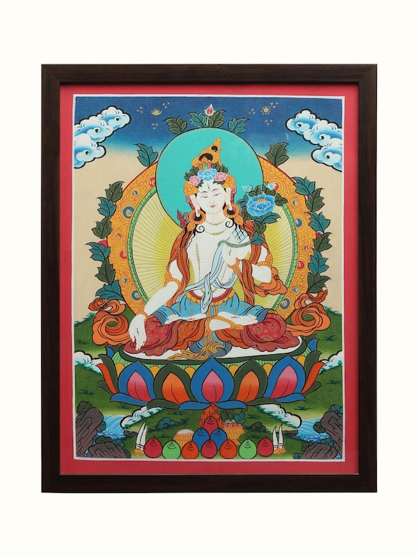 White Tara Thangka Painting