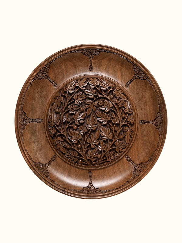 Chaman e Chinar Walnut Wood Display Plate