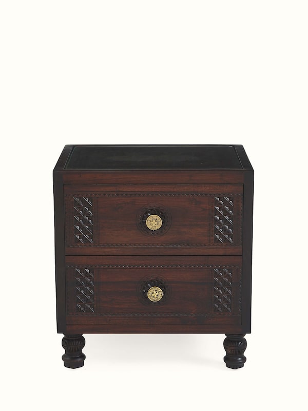 Carved Teak Wood Bedside Table
