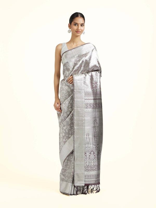 Brown  Silk Kancheepuram Handloom Real Zari Saree