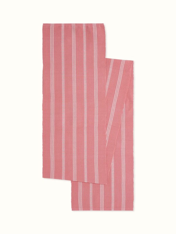 Arth Pink Stripe Cotton Handloom Table Runner (6 Seater)