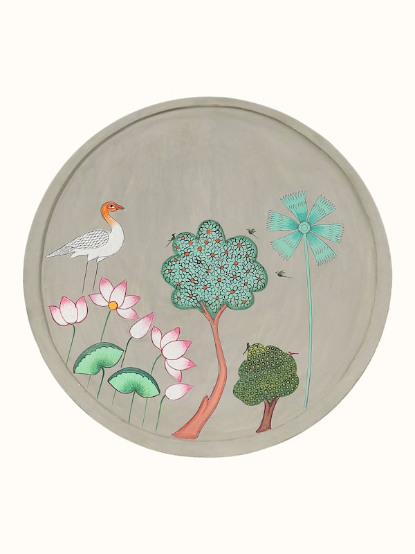 Sarus and Tree Pichwai Painting Wall Plate