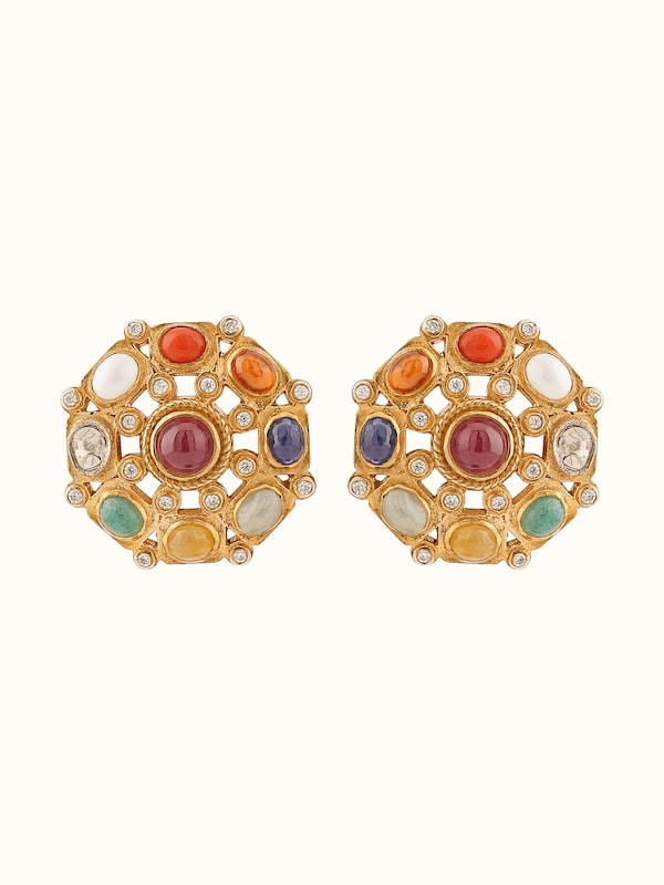 Navratna Silver Studs