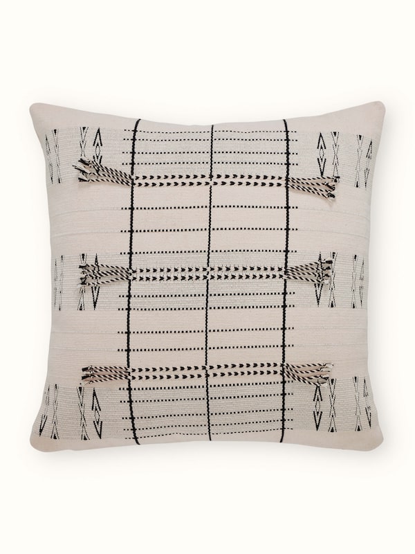 Ridhima Ivory Geo Cotton Naga Handloom Cushion Cover