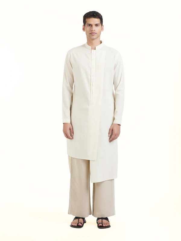Peach Silk Handloom Long Kurta