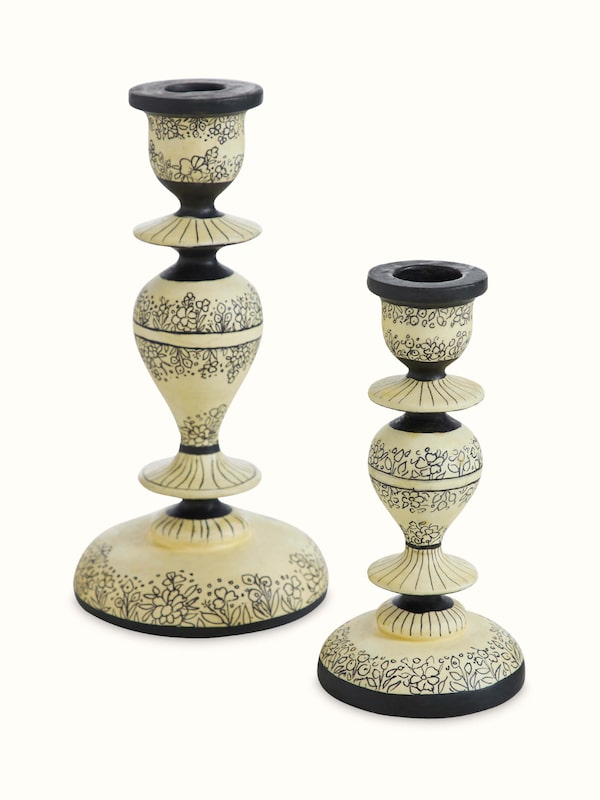 Papier-mache Candle Bases White Color (2 Pcs)