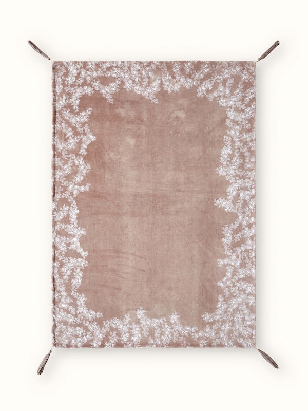 Shivranjini Handblock Printed Beige Floral Border Throw