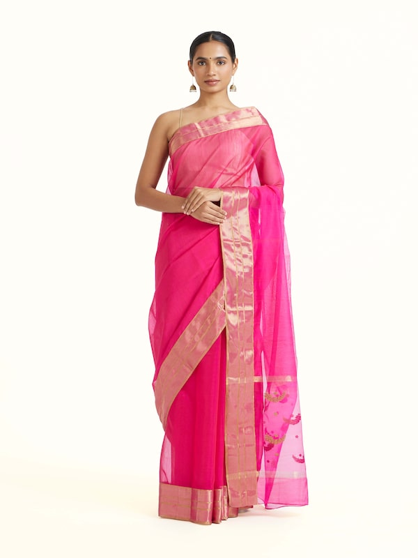 Pink Mulberry Silk Chanderi Saree