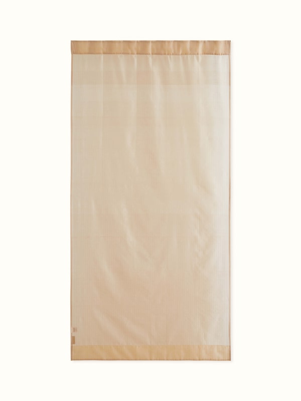 Pragya Beige Metallic Stripe Silk Cotton Maheshwari Handloom Sheer Curtain (7 Ft)