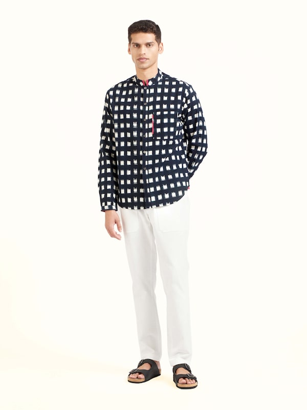 Black Cotton Telangana Ikat Shirt