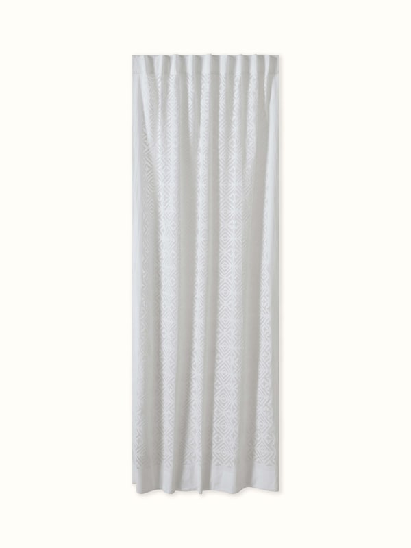 Mandana White Allover Cotton Applique Curtain (7 Ft)