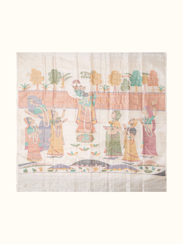 Krishna with Gopis Jamdani Wall Hanging