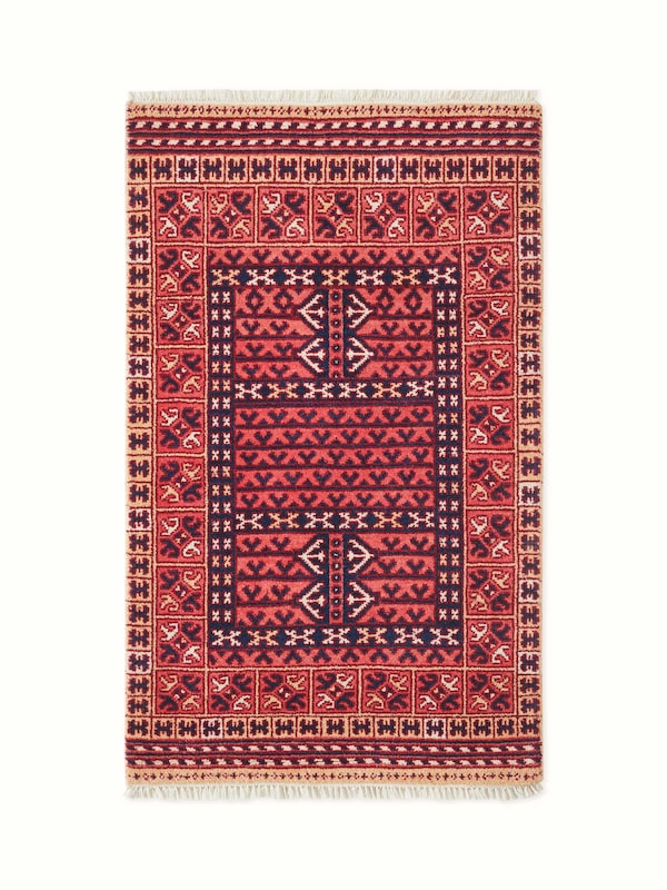 Traditional Kazak Tribal Red Agra Wool Hand-Knotted Runner