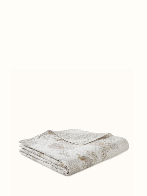 Shivranjini Beige Floral Cotton Sanganeri Hand Block Print Double-size Quilt