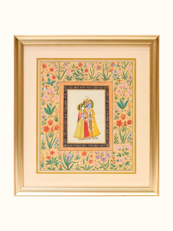 Radha Krishna Floral Miniature Painting