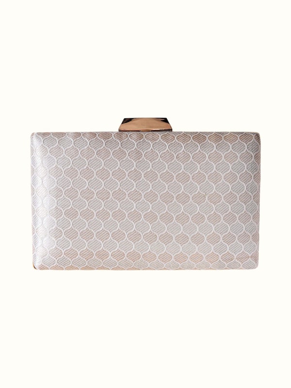 Silver Handwoven Brocade Clutch
