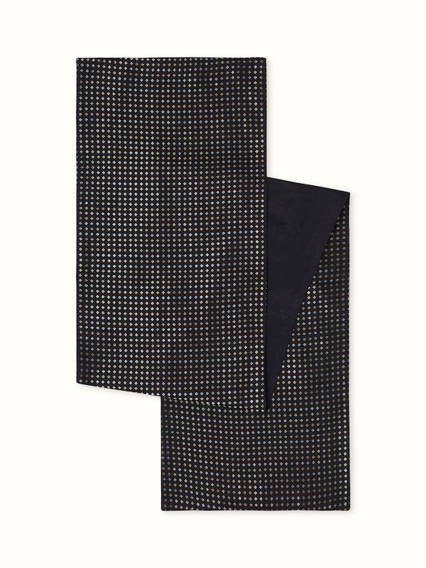 Ibhan Black Silk Banarasi Brocade Handloom Table Runner