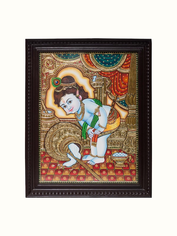 Baby Krishna Thanjavur Painting
