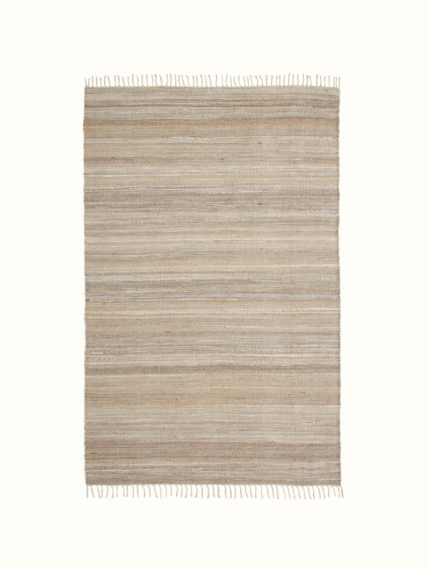 Textured Beige Ivory Lawan Jute & Wool Natural Fibre Rug