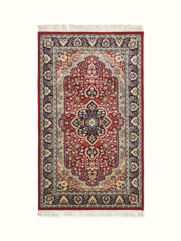 Traditional Persian Rust Kashan Gwalior Wool Hand-Knotted Carpet