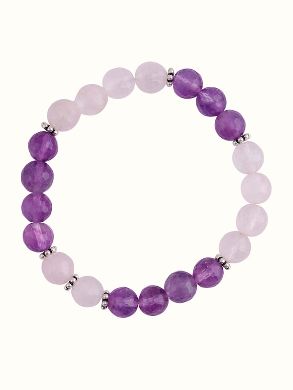 Amethyst & Rose Quartz Silver Bracelet