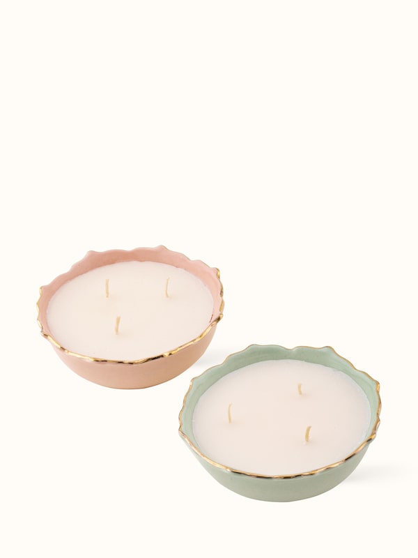 Ceramic Candle Lotus, (Set of 2)