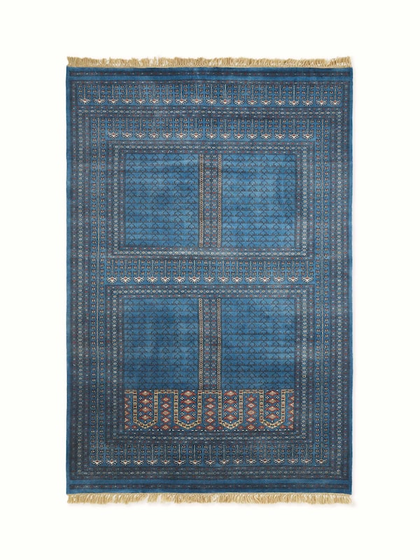 Amritsari Parda Blue Gwalior Wool Hand-knotted Rug