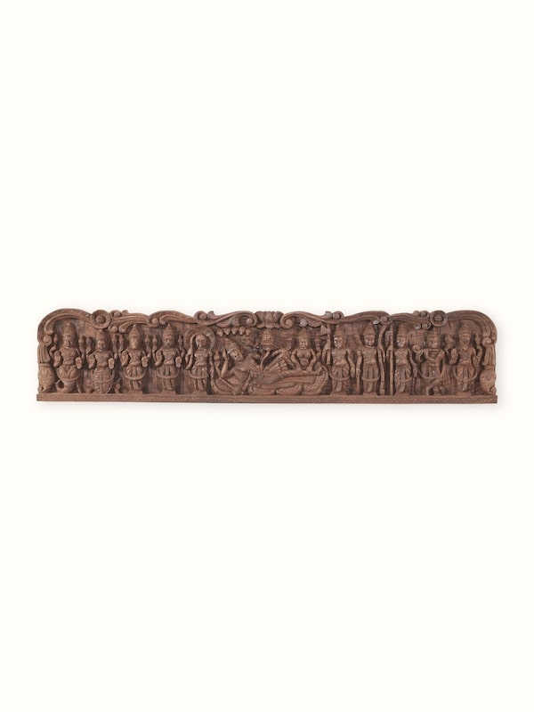 Wood Carved Lakshmi Ganpati Saraswati Idol