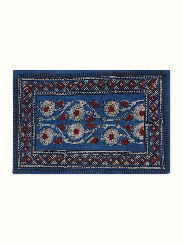 Puspita Indigo Cotton Dabu Hand Block Printed Table Mat (6 Pcs)