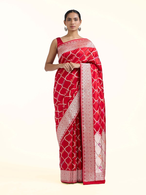 Red Banarasi Kadhwa Silk Saree