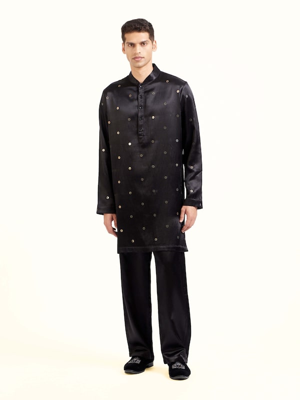 Black Hand Embroidery Long Kurta
