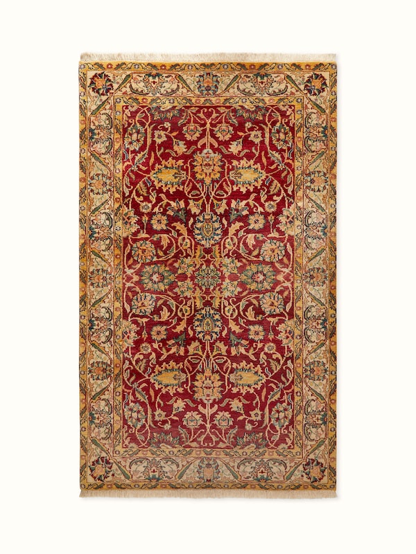 Traditional Ziegler Red Jaipur Wool Hand-Knotted Carpet
