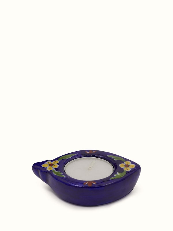 Blue Pottery Ceramic Tea Light Holder