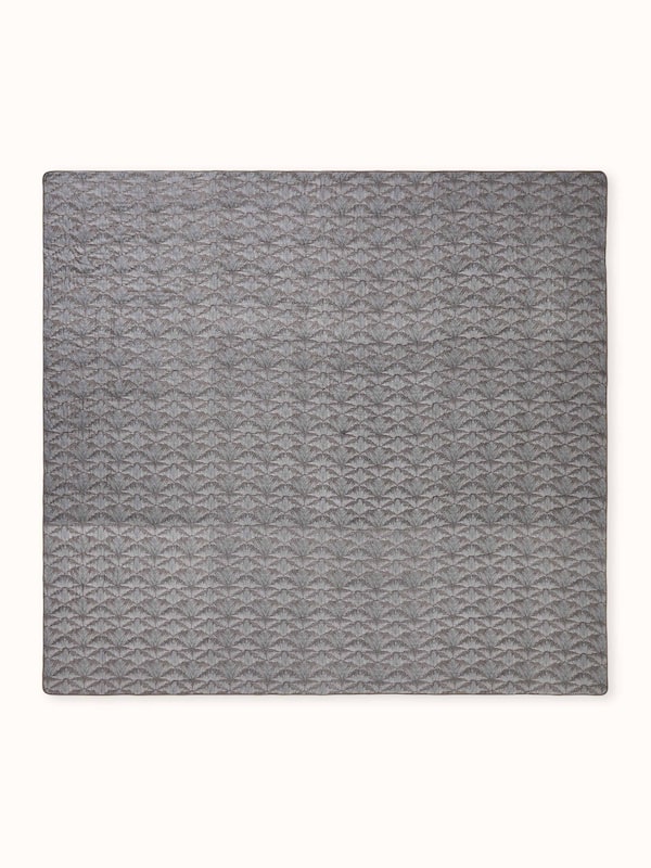 Parvat brown textured silk Sanganeri block printed double quilt