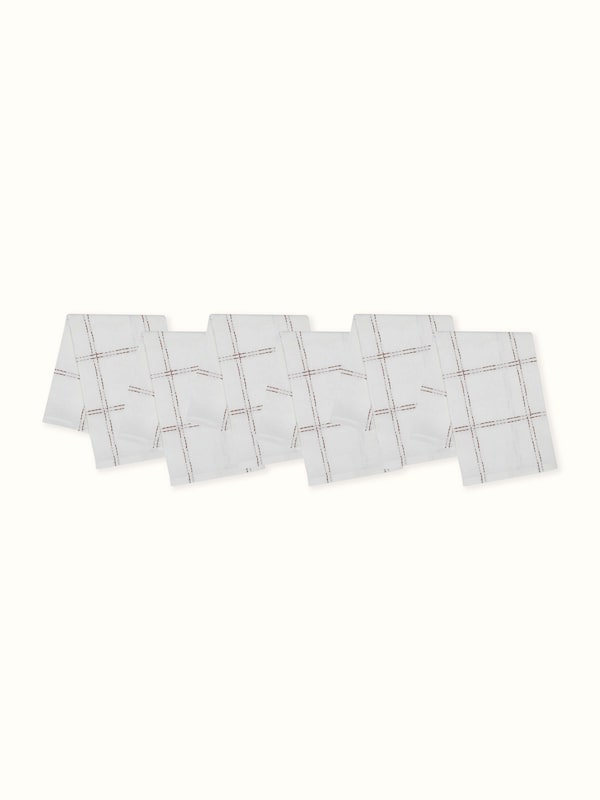 Vastav Rust Checks Cotton Handloom Dinner Napkins (6 Pcs)