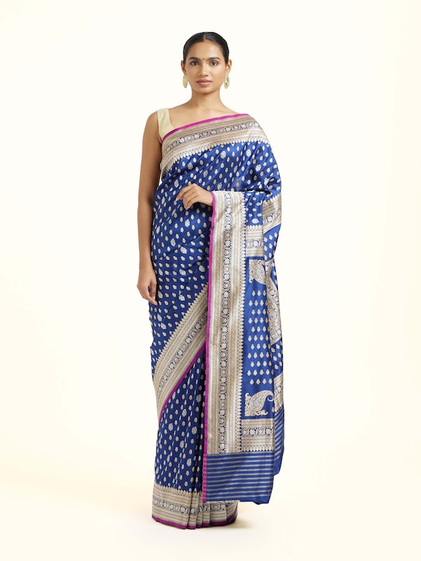 Blue Banarasi Handloom Kadhwa Saree