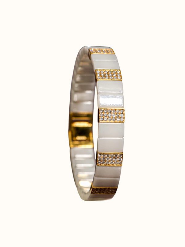 Open Setting Diamond 14 Karat White Gold Bracelet