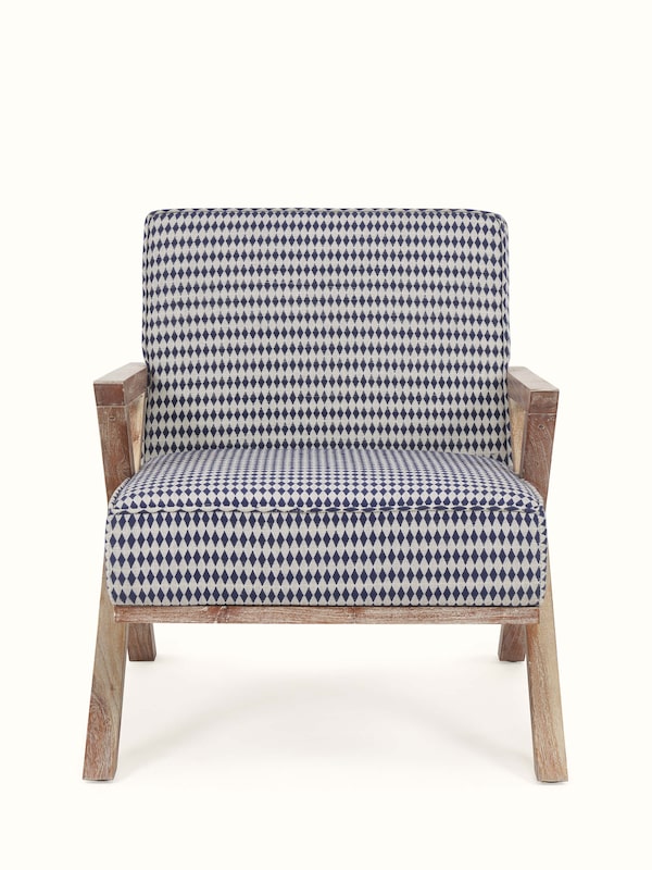 Upholstered Acacia Wood Armchair