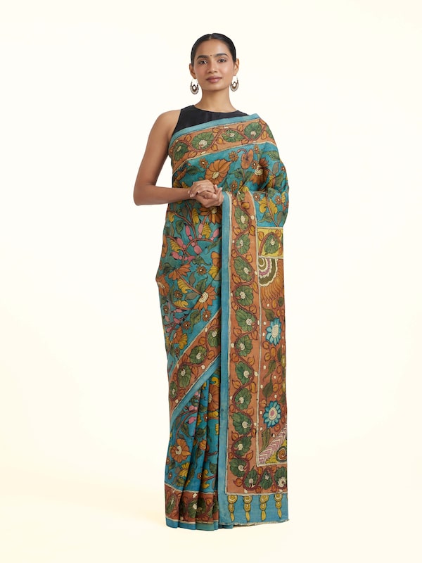 Mulberry Silk Kalamkari Hand Painted Saree